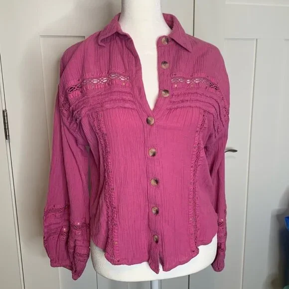 Free People Summer Stars Button Up Shirt Size XS - Picture 2 of 12